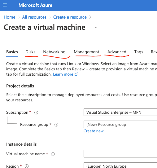 Azure portal UI